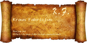 Kraus Fabrícius névjegykártya